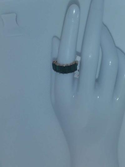 Straight Green Chic Rhinestone Ring - Thumbnail 2