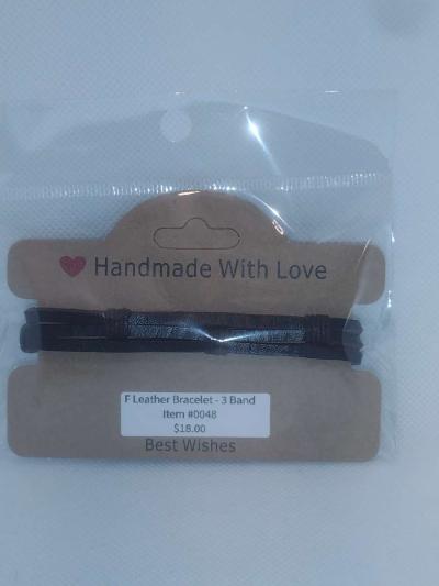 Faux Leather Bracelet 3 Band brown - Thumbnail 4