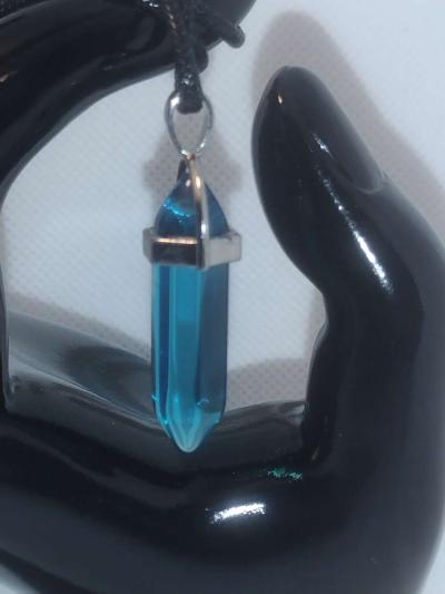 Blue Topaz Glass Pendant Necklace - Thumbnail 2