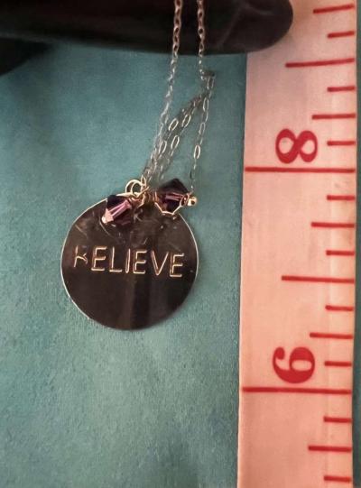 10K Gold Believe Pendant Necklace With Quartz - Thumbnail 6