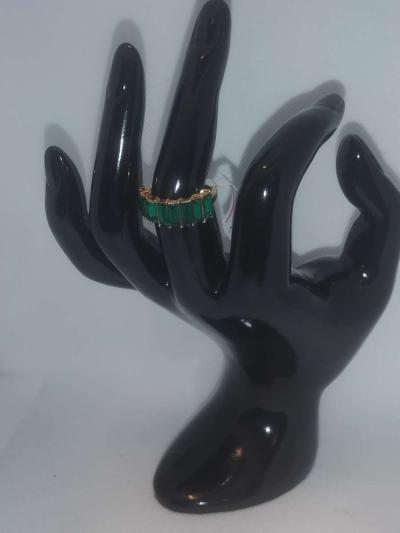 Straight Green Chic Rhinestone Ring - Thumbnail 5