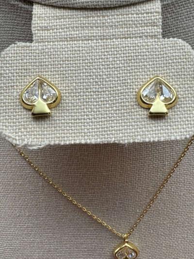 2035AOHP Kate Spade Everyday Spade Cubic Zirconia Stud   Pen - Thumbnail 4