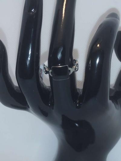 Black Square Chain Retro Geometric Ring - Thumbnail 2