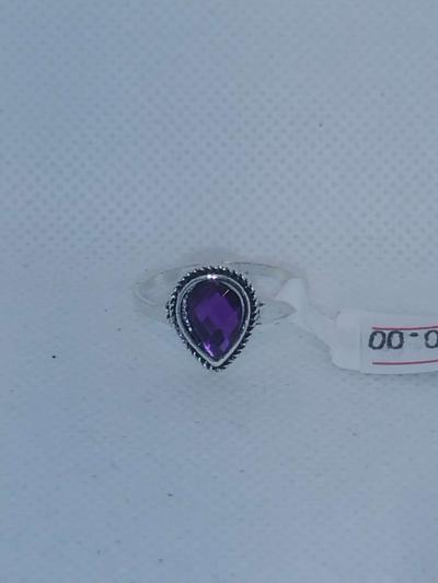 Purple Teardrop Silver Ring - Thumbnail 4