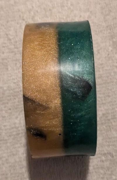 Yellow and Green petrified wood cuff bracelet - Thumbnail 3