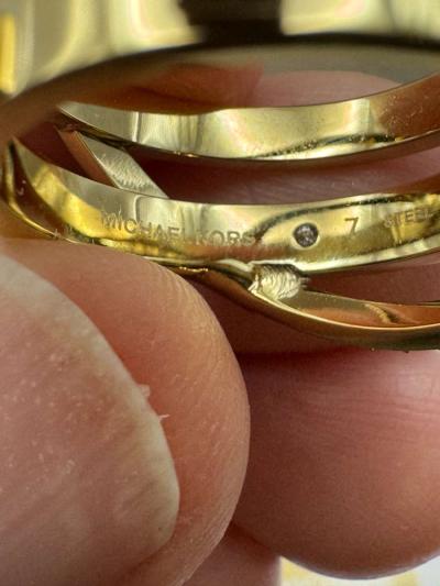 1044HCRA Michael Kors Goldtone Triple Ring Crystals Astro Ri - Thumbnail 4