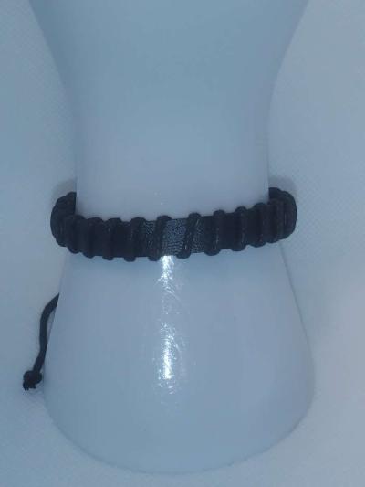 Faux Leather Bracelet back stitch black - Thumbnail 3