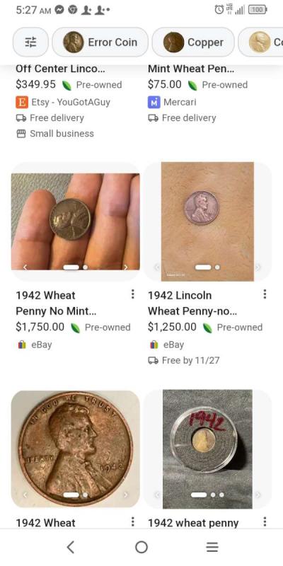 no mint stamp 1942 wheat penny - Thumbnail 2