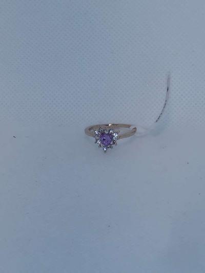 Purple White Heart Chic Rhinestone Ring - Thumbnail 3