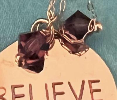 10K Gold Believe Pendant Necklace With Quartz - Thumbnail 3
