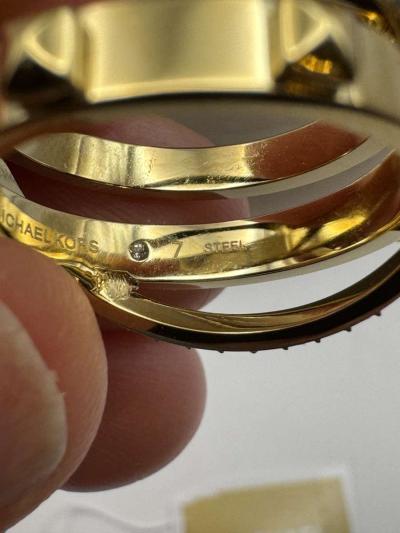 1044HCRA Michael Kors Goldtone Triple Ring Crystals Astro Ri - Thumbnail 3