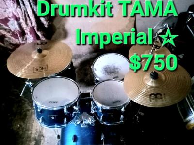 Drumkit TAMA Imperial star5 piece and  hi hats and 2 cymbals - Thumbnail 4