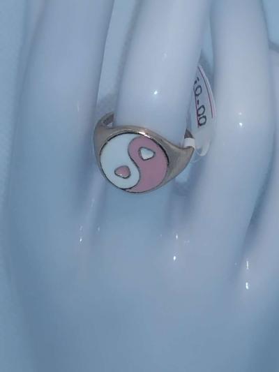 Pink White Yinyang Heart Ring - Thumbnail 2