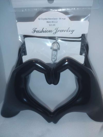 White Marbled Glass Pendant Necklace - Thumbnail 4