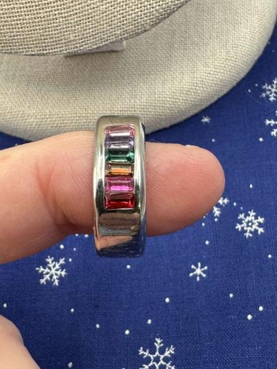 2016 New Stainless Steel  Silver Band Shiny Rhinestones  Rin - Thumbnail 2