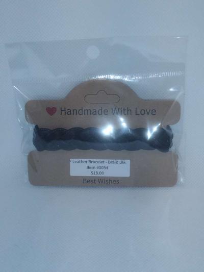 Faux Leather Bracelet braided black - Thumbnail 4
