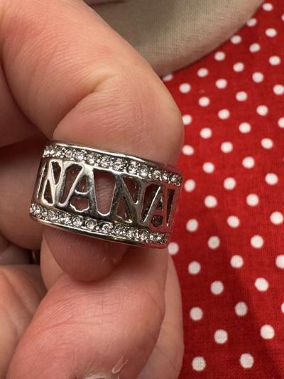 2034PTT Stainless With Rhinestones Nana Band Ring - Thumbnail 4
