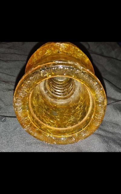Hemingray 17 Yellow crackled glass insulator - Thumbnail 3