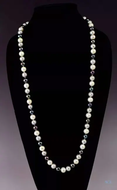 Pearl Necklace black white and gray pearls - Thumbnail 3