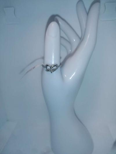 Silver Open Heart Shaped Ring GA - Thumbnail 2