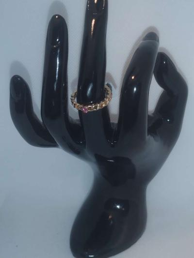 Pink Chain Chic Rhinestone Ring - Thumbnail 5