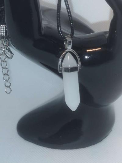 White Glass Pendant Necklace - Thumbnail 2