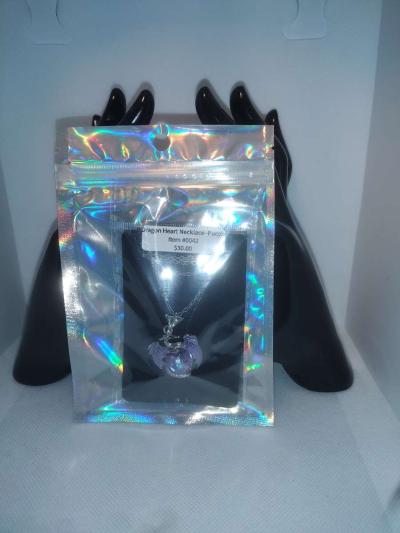 Dragon Heart Rhinestone Necklace Purple - Thumbnail 5