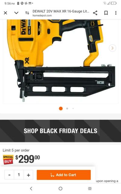 DeWalt XR 16 GA Straight Finish Nailer tool Only - Thumbnail 3