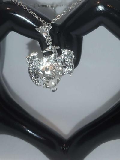 Dragon Heart Rhinestone Necklace Purple - Thumbnail 3