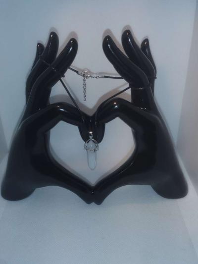 White Glass Pendant Necklace - Thumbnail 3