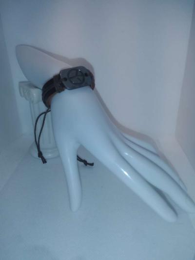 Brown Peace Leather Bracelet VCB - Thumbnail 3