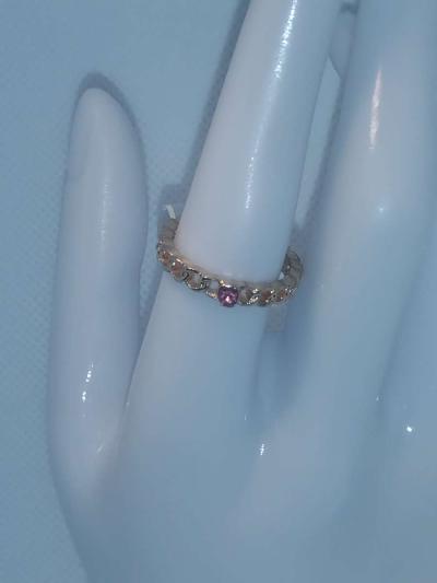 Pink Chain Chic Rhinestone Ring - Thumbnail 2