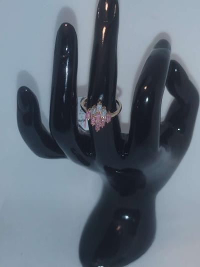 Pink White Diamond Chic Rhinestone Ring - Thumbnail 5