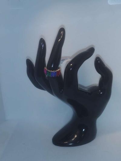 Straight Multicolor Chic Rhinestone Ring - Thumbnail 5