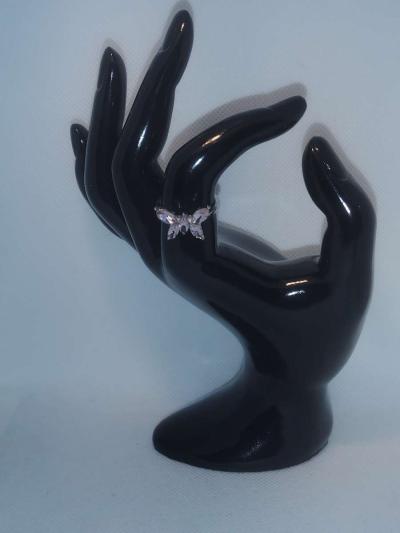 Silver Pink Butterfly Ring - Thumbnail 3