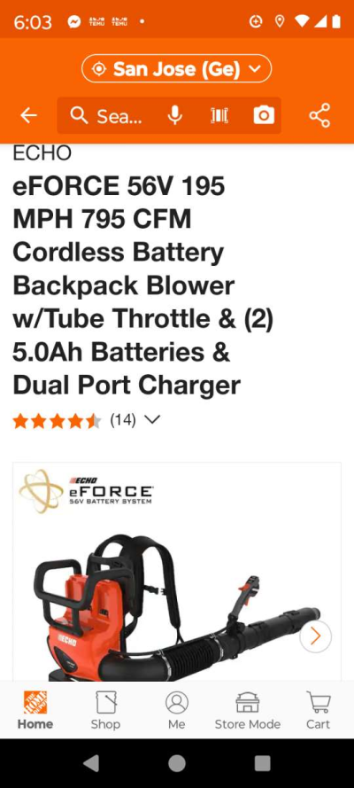 Echo eForce 56V electric back pack blower - Thumbnail 5
