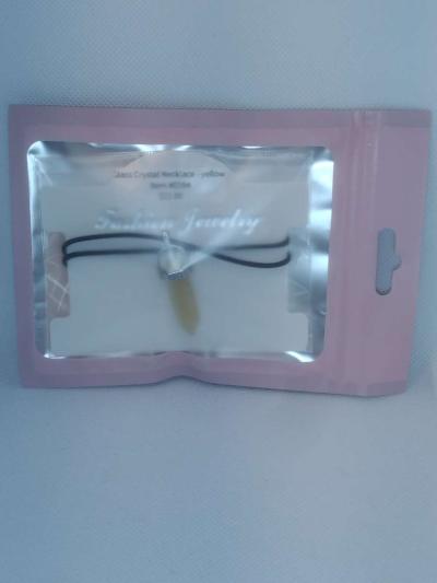 Yellow Topaz Glass Pendant Necklace - Thumbnail 5