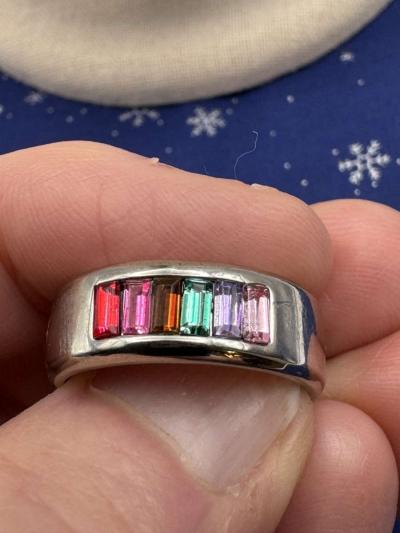 2016 New Stainless Steel  Silver Band Shiny Rhinestones  Rin - Thumbnail 4
