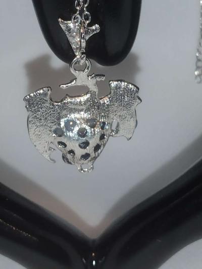 Dragon Heart Rhinestone Necklace Blue - Thumbnail 3