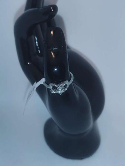 Silver Open Heart Shaped Ring GA - Thumbnail 3