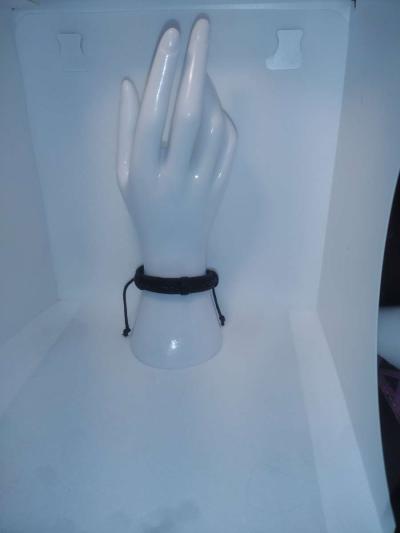 Faux Leather Bracelet braided cord black - Thumbnail 2