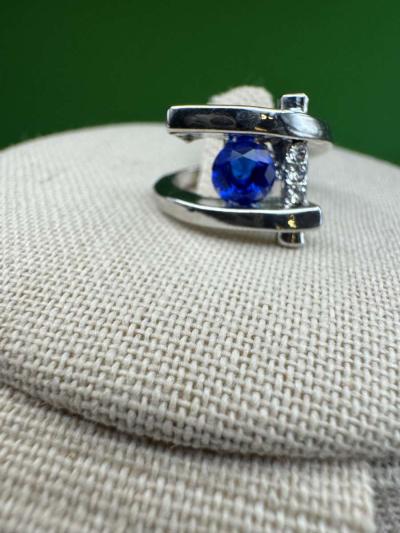 2023PTT New Beautiful  Silver Color Blue Gemstone Geometric - Thumbnail 4