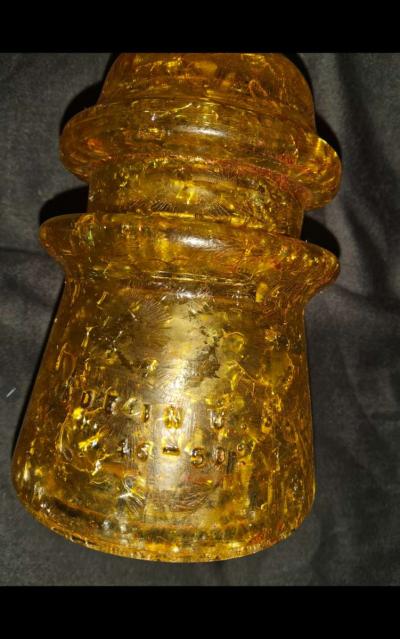 Hemingray 17 Yellow crackled glass insulator - Thumbnail 4
