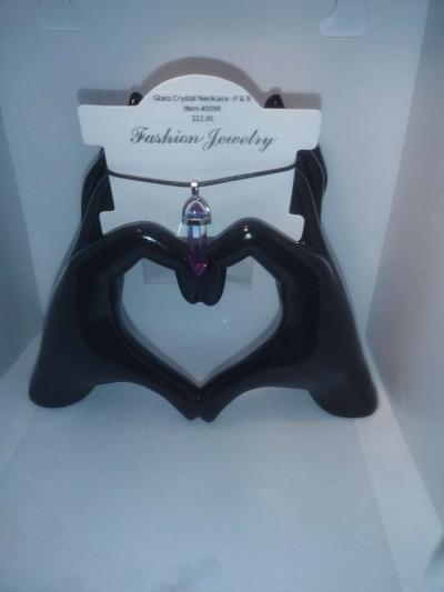 Pink Blue Glass Pendant Necklace - Thumbnail 4