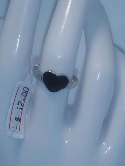 Black Heart Retro Geometric Ring - Thumbnail 5