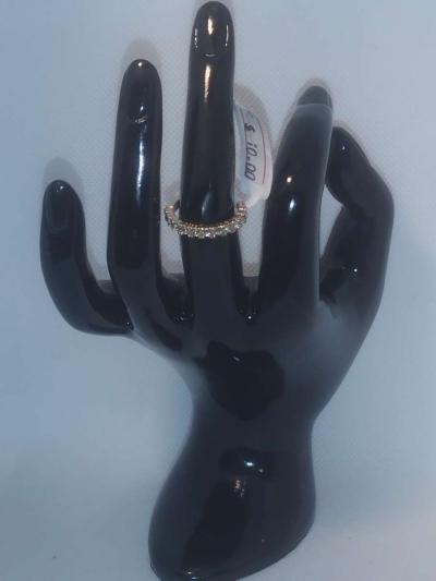 Small White Stones Chic Rhinestone Ring - Thumbnail 5