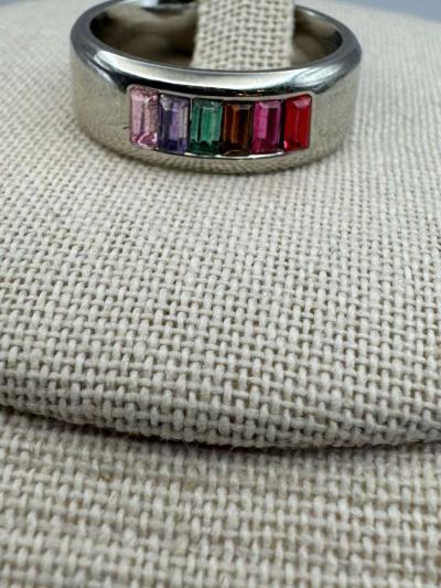 2016 New Stainless Steel  Silver Band Shiny Rhinestones  Rin - Thumbnail 5