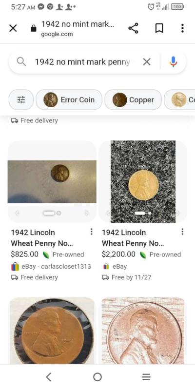 no mint stamp 1942 wheat penny - Thumbnail 3