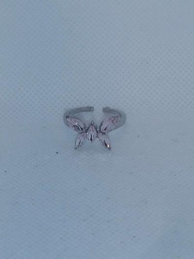 Silver Pink Butterfly Ring - Thumbnail 4