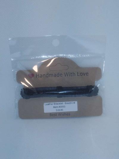Faux Leather Bracelet braided cord black - Thumbnail 4